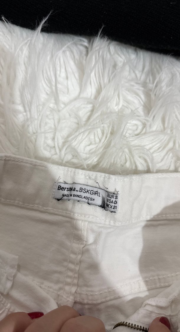 Beyaz Mini Kot Şort - Görsel 2