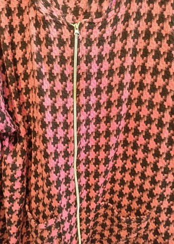 Kadın Uzun Boy Desenli Gri Salaş Ceket - Görsel 5