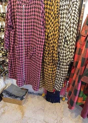 Kadın Uzun Boy Desenli Gri Salaş Ceket - Görsel 4