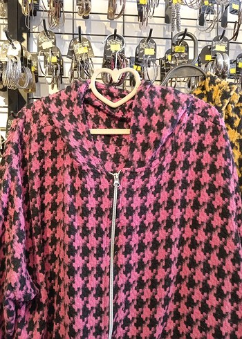 Kadın Uzun Boy Desenli Gri Salaş Ceket - Görsel 9