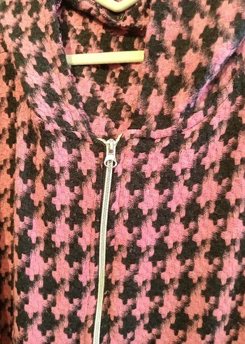 Kadın Uzun Boy Desenli Gri Salaş Ceket - Görsel 8