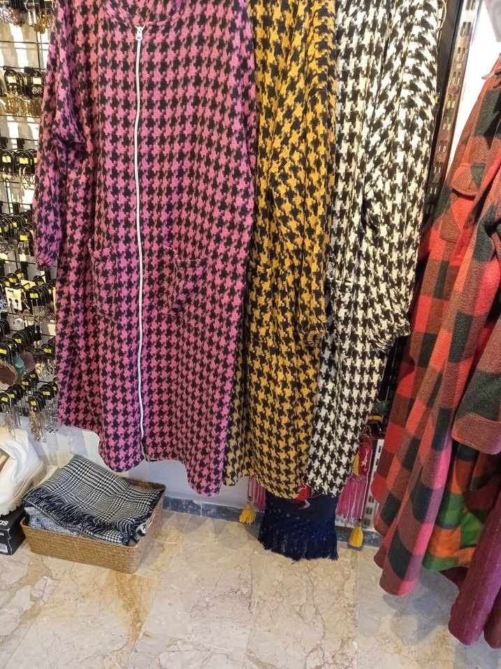 Kadın Uzun Boy Desenli Gri Salaş Ceket - Görsel 4