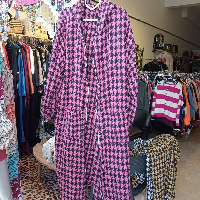 Kadın Uzun Boy Desenli Gri Salaş Ceket - Görsel 3