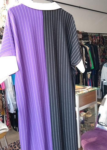 Renkli V Yaka Midi Elbisesi - Görsel 5