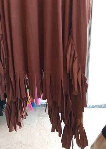 Uzun Kahverengi Bohem Kadın Sabahlık - Görsel 9