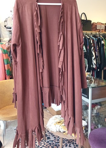 Uzun Kahverengi Bohem Kadın Sabahlık - Görsel 5