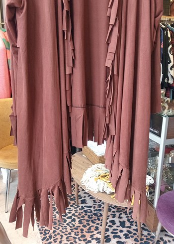 Uzun Kahverengi Bohem Kadın Sabahlık - Görsel 2