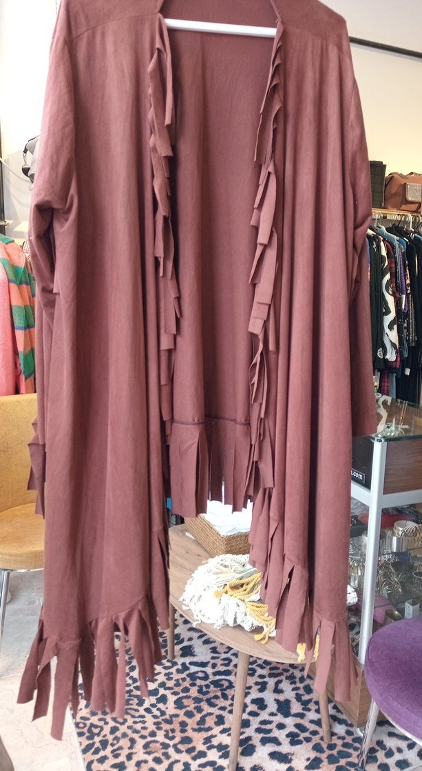 Uzun Kahverengi Bohem Kadın Sabahlık - Görsel 3