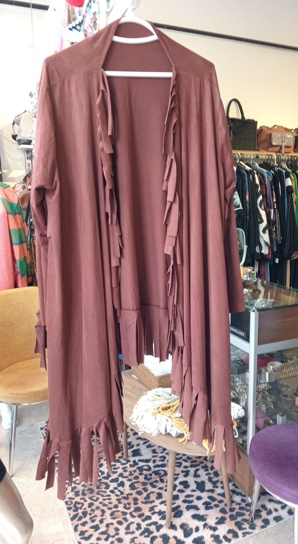 Uzun Kahverengi Bohem Kadın Sabahlık - Görsel 5