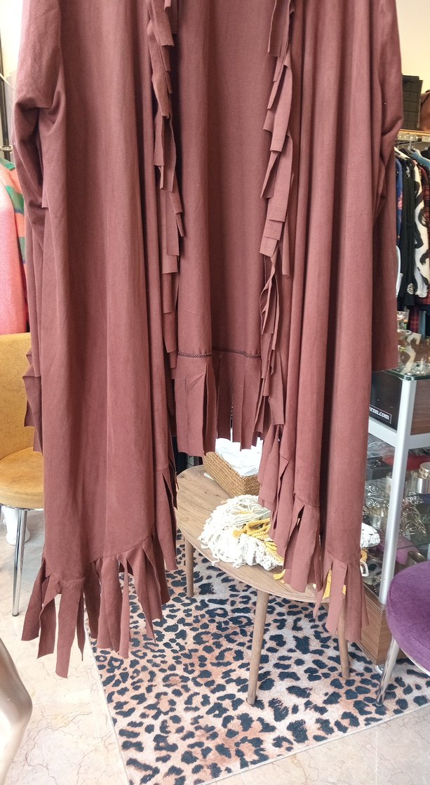 Uzun Kahverengi Bohem Kadın Sabahlık - Görsel 2