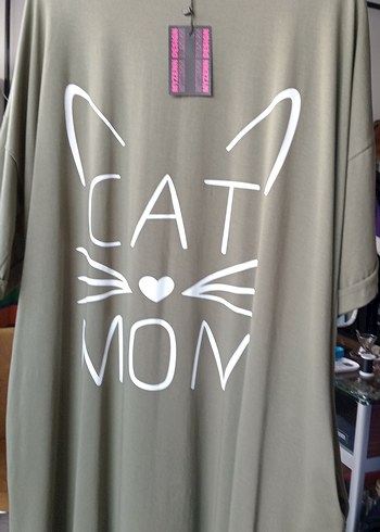 Gri Baskılı Drapeli Kedi Temalı Elbise - Görsel 6