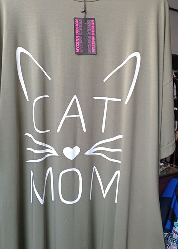 Gri Baskılı Drapeli Kedi Temalı Elbise - Görsel 2