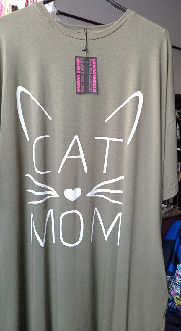 Gri Baskılı Drapeli Kedi Temalı Elbise - Görsel 2