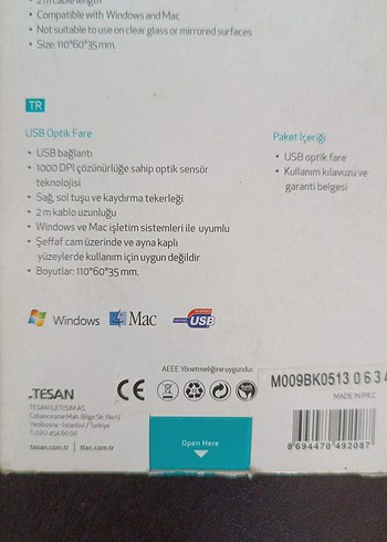 Beden Ttec M009 Siyah USB Optik Mouse