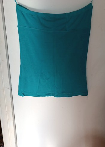 s Beden turkuaz Renk Düğmeli Turkuaz Straplez Kadın bluz