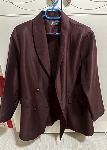 Bordo Kadın Düğmeli Blazer Ceket