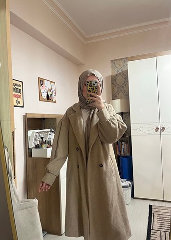 Diğer Bej Midi Kadın Keten Kaban