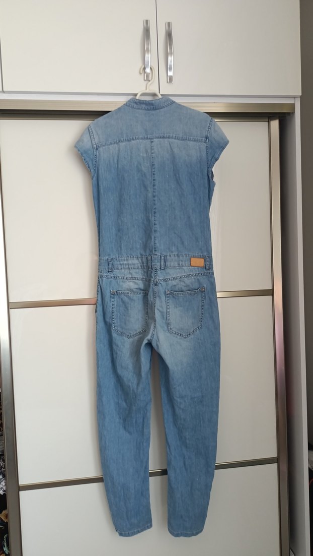 Zara ince Kot Kumaşlı, kısa kol tulum - Görsel 4