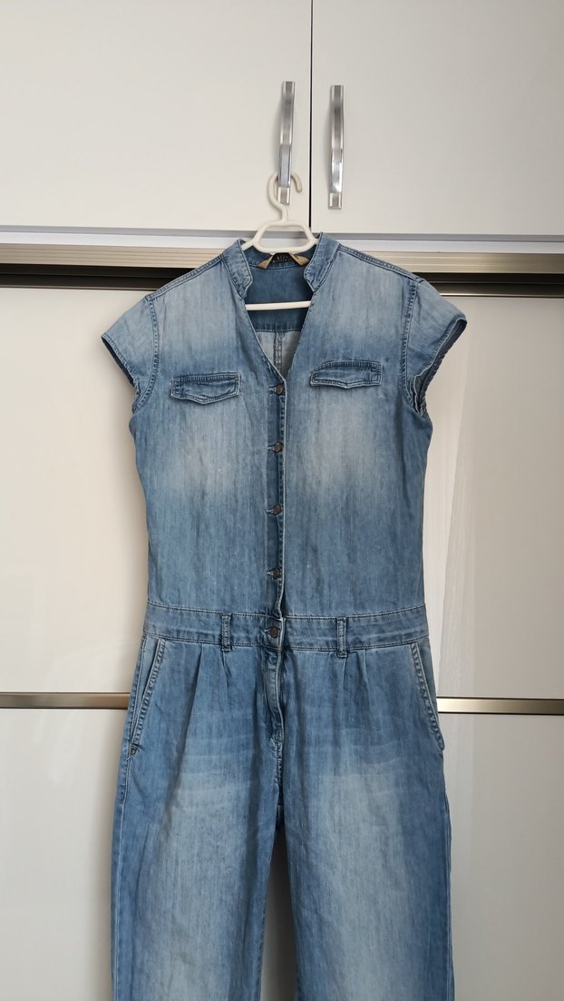 Zara ince Kot Kumaşlı, kısa kol tulum - Görsel 2