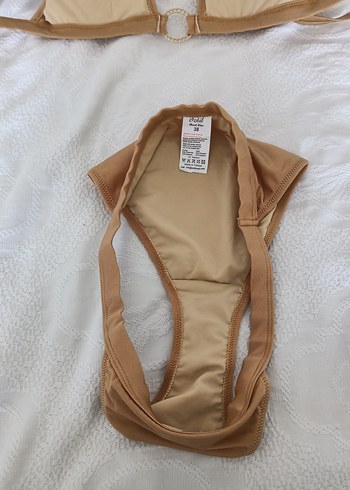 38 Beden camel Renk Bej İpli Kadın Bikini