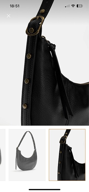 Beden siyah Renk PULL&BEAR zımbalı suni deri kol çantası