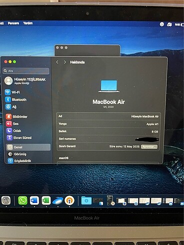 Beden Macbook Air M1 8 gb 2020