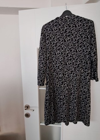 Desenli Siyah Hamile Tunik, Uzun Kollu, Kuşaklı - Görsel 2