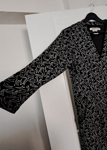 Desenli Siyah Hamile Tunik, Uzun Kollu, Kuşaklı - Görsel 3