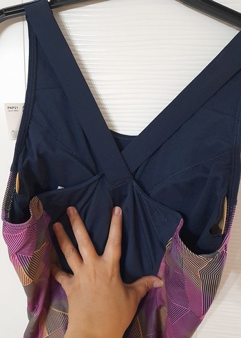 Lacivert Atletik Kolsuz Kadın Mayo - Görsel 4