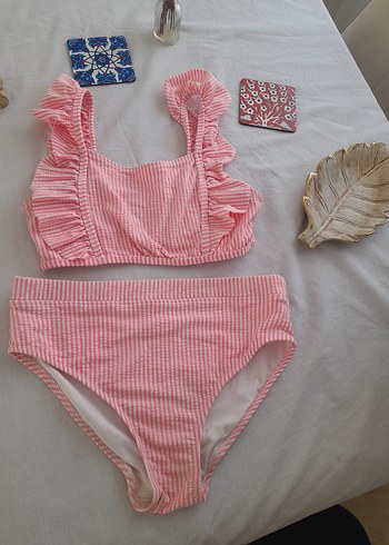 LC Waikiki Kız Çocuk Pembe Fırfırlı Bikini
