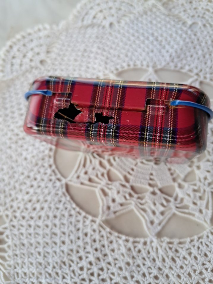 Vintage Ekose Baskı Teneke Kutu - Görsel 4