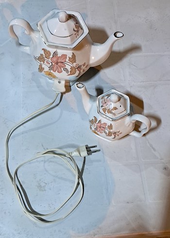 Vintage Elektirikli Porselen Çaydanlık - Görsel 4
