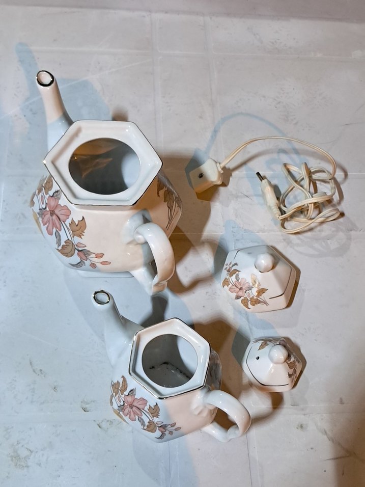 Vintage Elektirikli Porselen Çaydanlık - Görsel 2