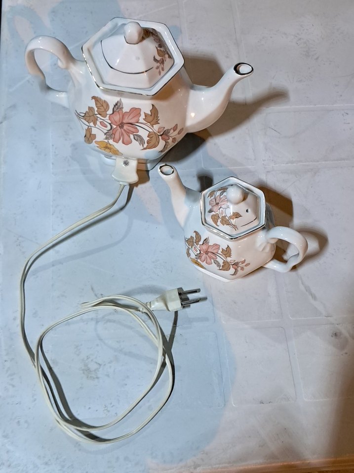 Vintage Elektirikli Porselen Çaydanlık - Görsel 4