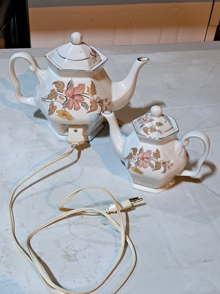 Vintage Elektirikli Porselen Çaydanlık - Görsel 5