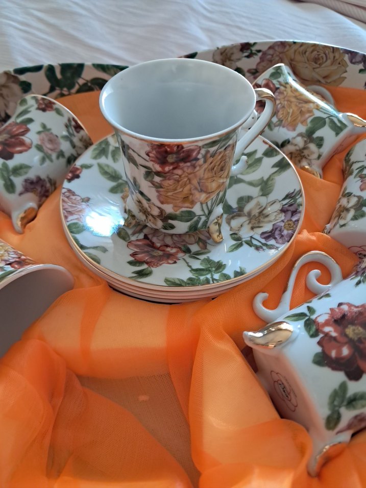 Vintage Porselen 6'lı Kahve Fincanı Seti - Görsel 2