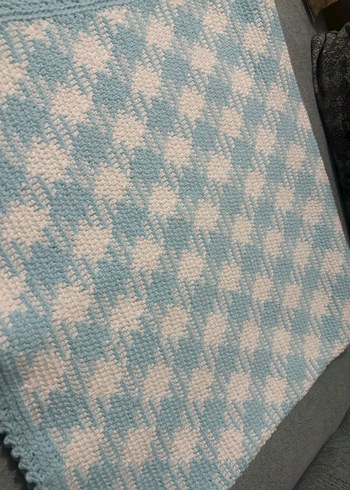 Mavi Beyaz Kareli Çocuk Battaniyesi - Görsel 2