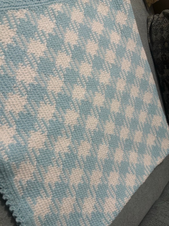 Mavi Beyaz Kareli Çocuk Battaniyesi - Görsel 2