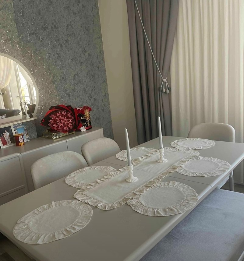 Bej Renkli runner 7li set - Görsel 2