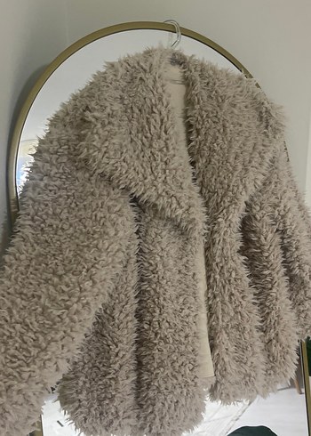 Bej Kadın Peluş Kürk Ceket - Görsel 2