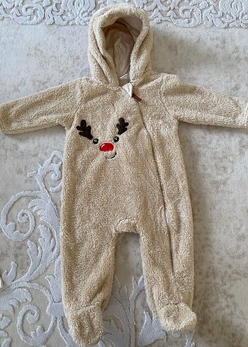 Kürklü Kapüşonlu Unisex Bebek Tulumu - Görsel 2