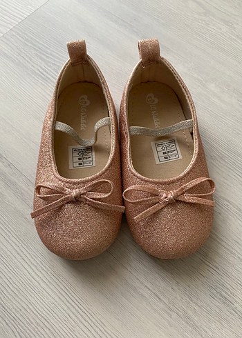 Kız Çocuk Simli Pembe Fiyonk Detaylı Babet - Görsel 3