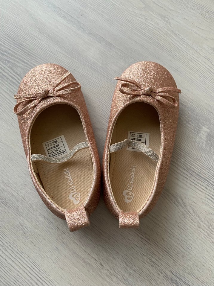 Kız Çocuk Simli Pembe Fiyonk Detaylı Babet - Görsel 4