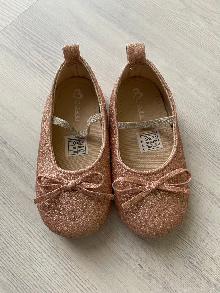 Kız Çocuk Simli Pembe Fiyonk Detaylı Babet - Görsel 2