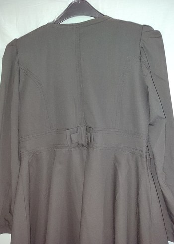 Düğmeli Siyah Uzun Kadın Elbise Tunik - Görsel 5