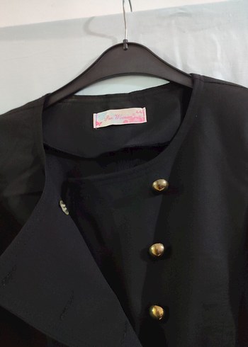 Düğmeli Siyah Uzun Kadın Elbise Tunik - Görsel 3