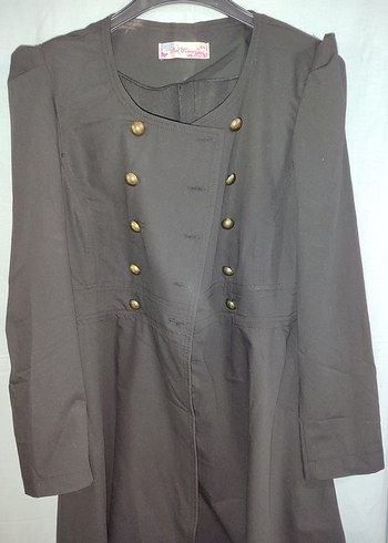 Düğmeli Siyah Uzun Kadın Elbise Tunik - Görsel 6