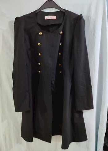 Düğmeli Siyah Uzun Kadın Elbise Tunik - Görsel 2