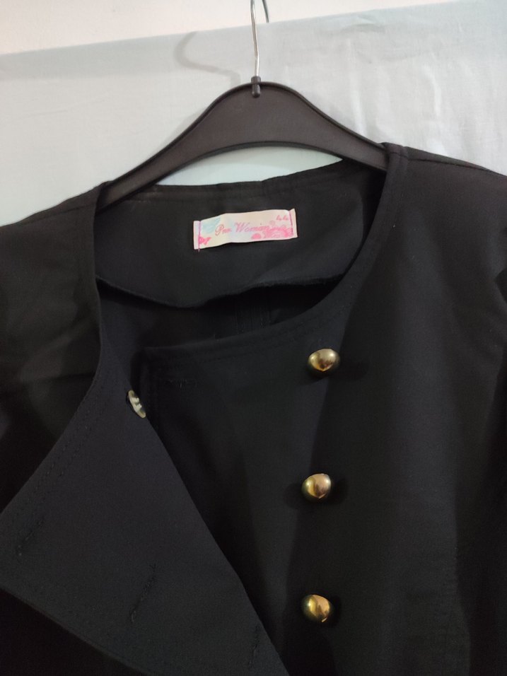 Düğmeli Siyah Uzun Kadın Elbise Tunik - Görsel 3