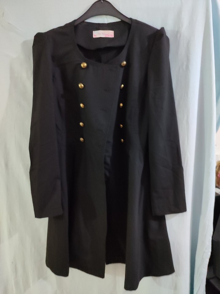 Düğmeli Siyah Uzun Kadın Elbise Tunik - Görsel 2